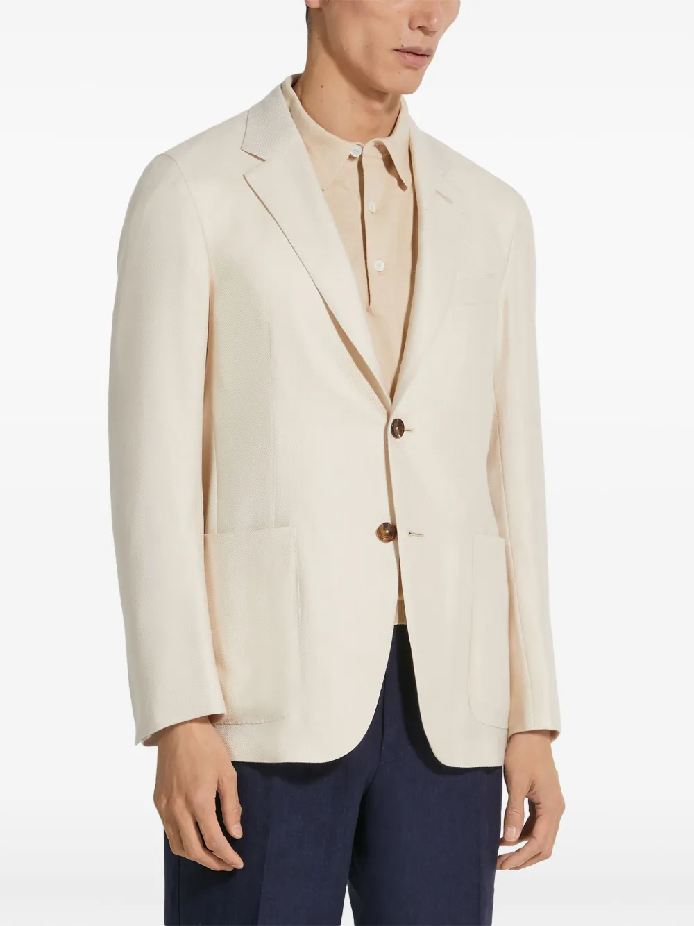 Shop Zegna Single-breasted Blazer In Neutrals