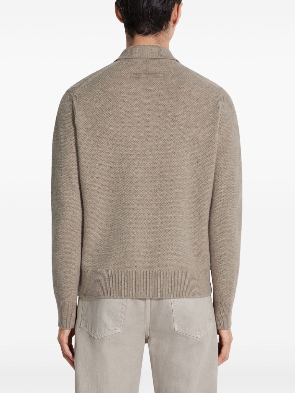 Shop Zegna Oasi Cashmere Polo Shirt In Neutrals