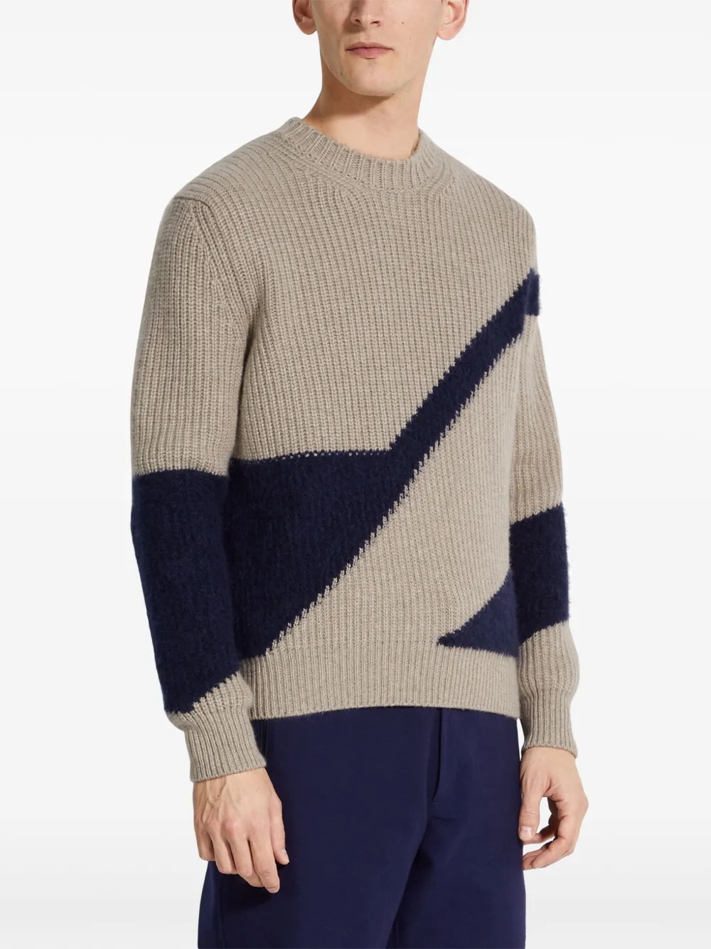 Zegna Tweekleurige trui Beige