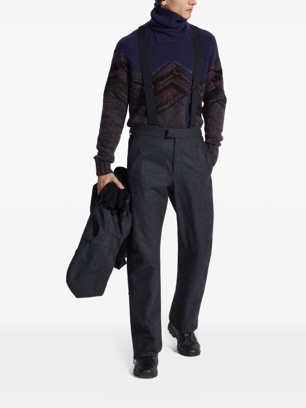 Zegna patterned intarsia-knit jumper - Blue