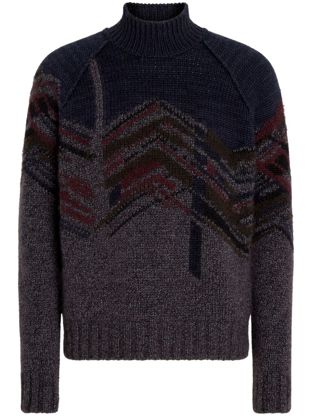 Zegna patterned intarsia-knit jumper - Blue