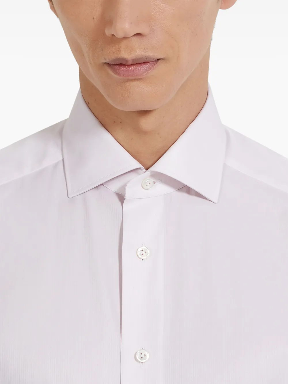 Zegna Gestreept katoenen overhemd Beige