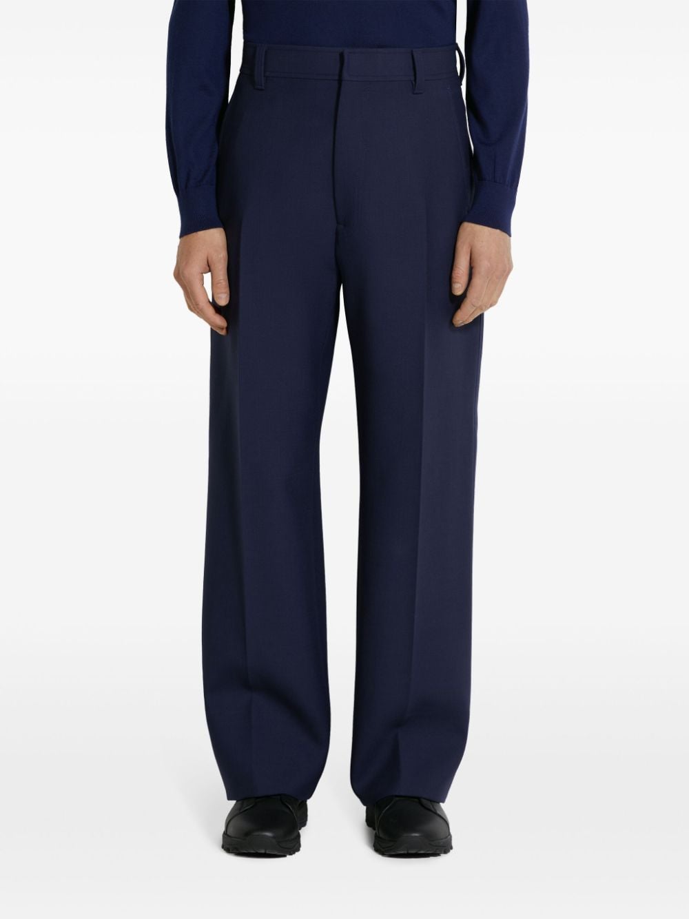 Shop Zegna Wool Trousers In Blue