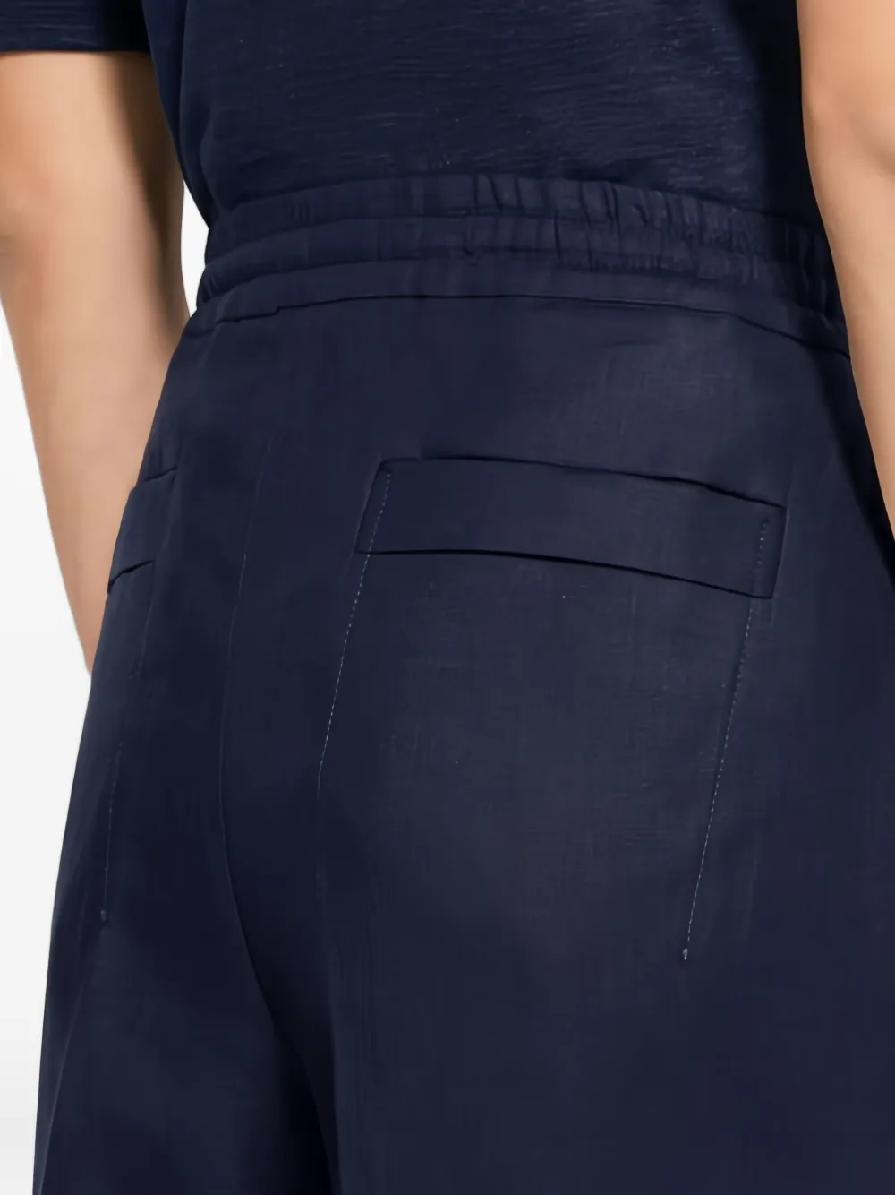 Zegna Elasticated-waist Linen Shorts In Brown