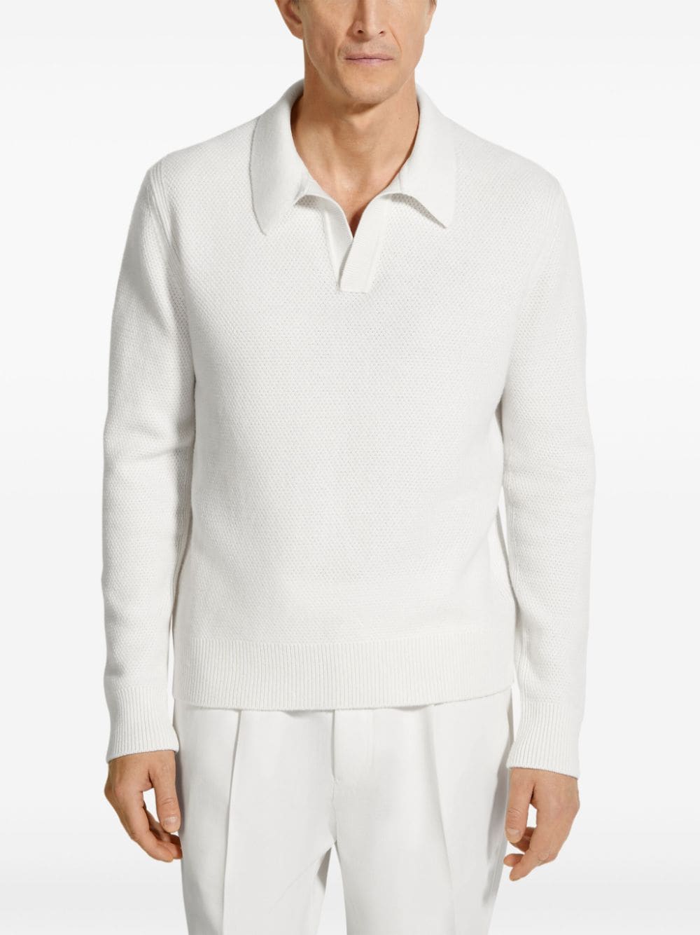 Shop Zegna Oasi Cashmere Polo Shirt In White