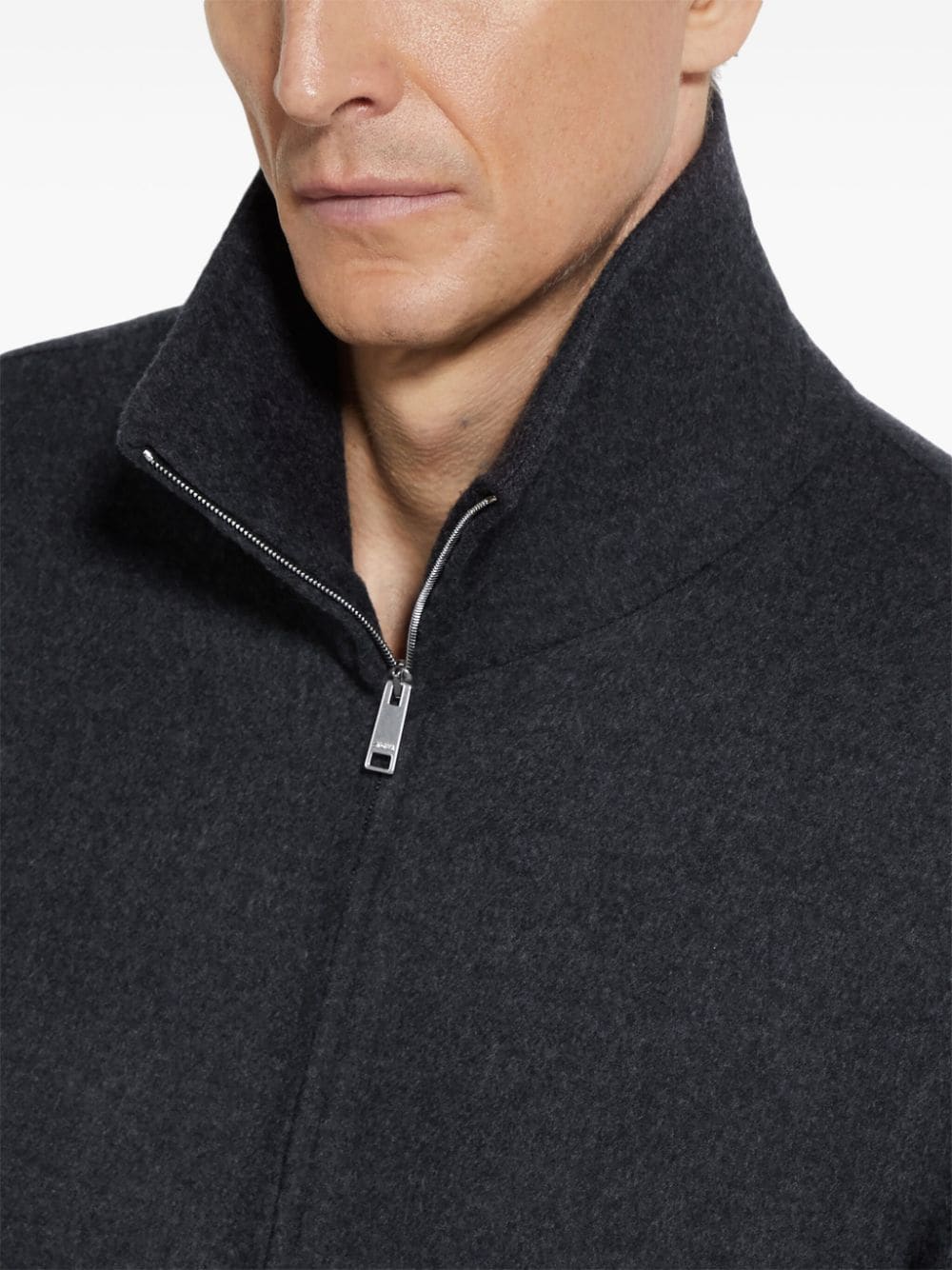 Shop Zegna Zipped Overshirt In Black