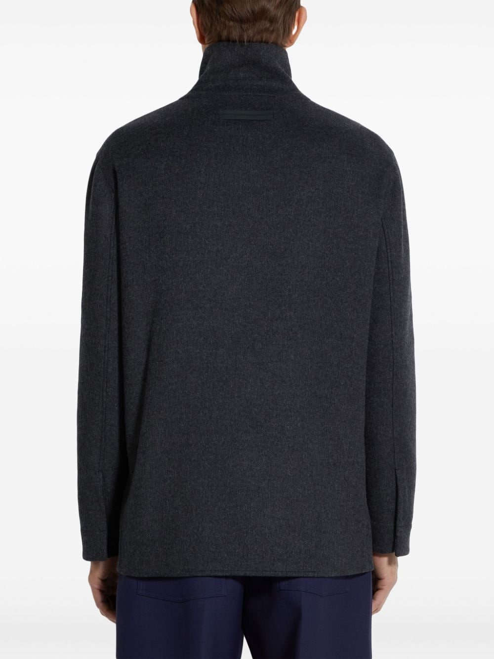 Shop Zegna Zipped Overshirt In Black