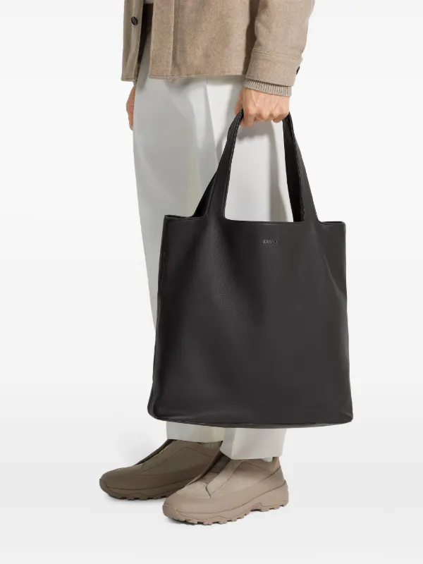 Zegna Secondskin Leather Tote Bag | Brown | FARFETCH