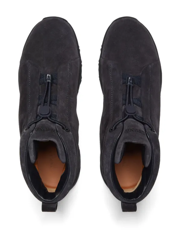 Zegna Triple Stitch Vetta Suede Boots | Blue | FARFETCH