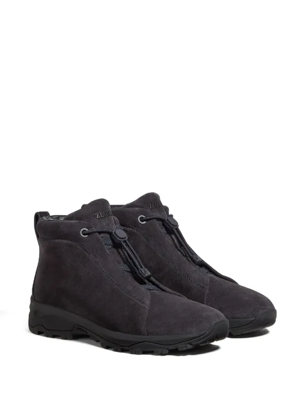 Zegna Triple Stitch Vetta Suede Boots | Blue | FARFETCH