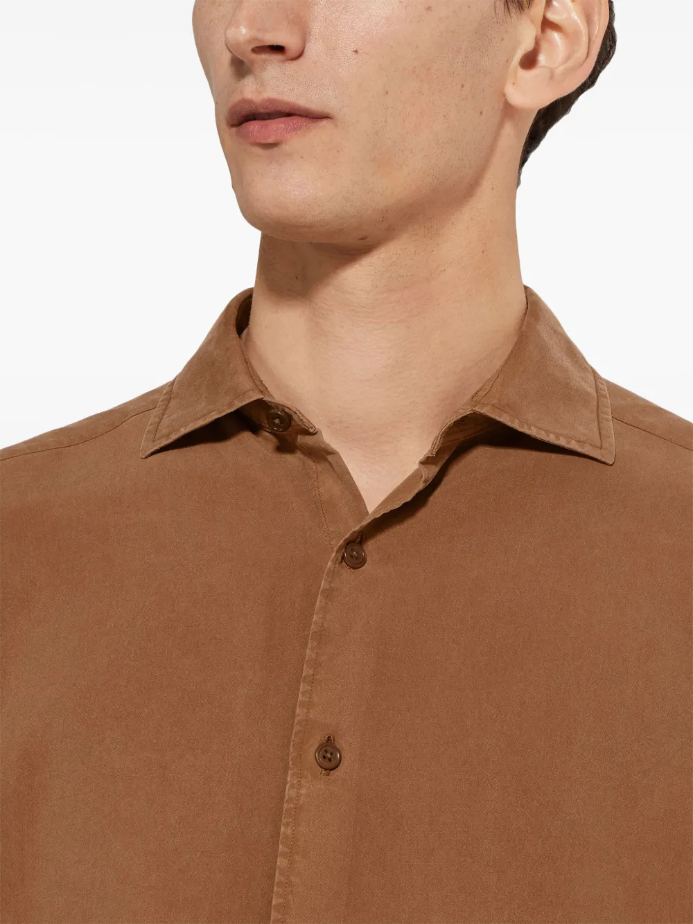Zegna Zijden overhemd Bruin