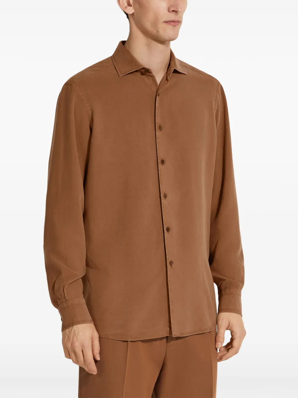 Zegna Zijden overhemd Bruin
