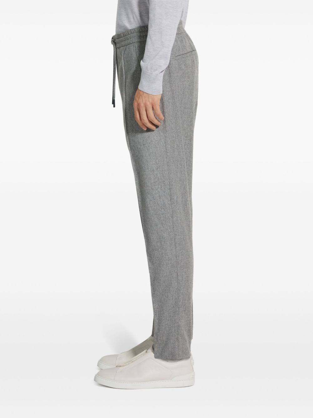 Shop Zegna Drawstring Tapered Trousers In Grey