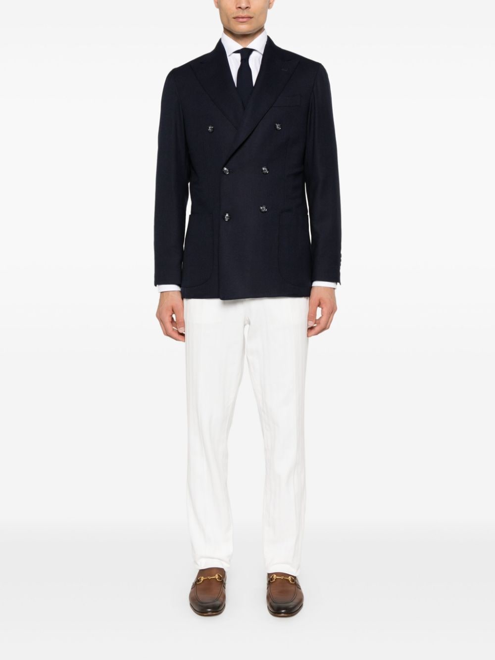 Shop Barba Double-breasted Jacket In Blue