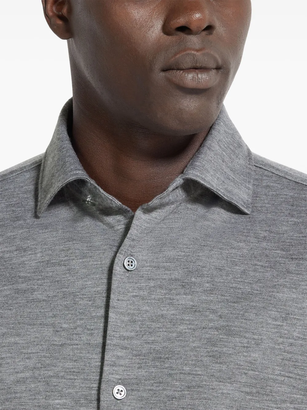 Zegna Phillip Button Front Shirt In Grey