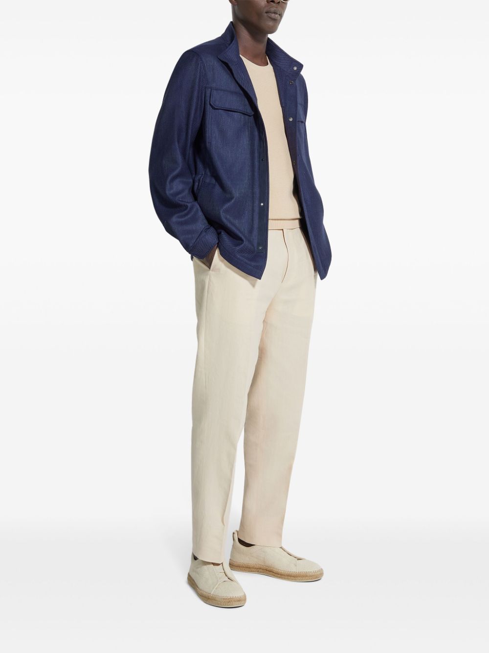 Zegna concealed-fastening jacket - Blue