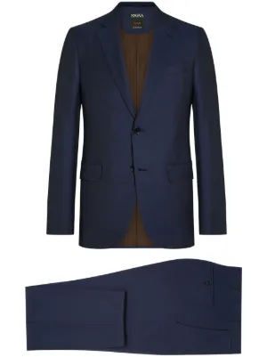 Zegna ピークドラペル シングルスーツ | ブルー | FARFETCH JP