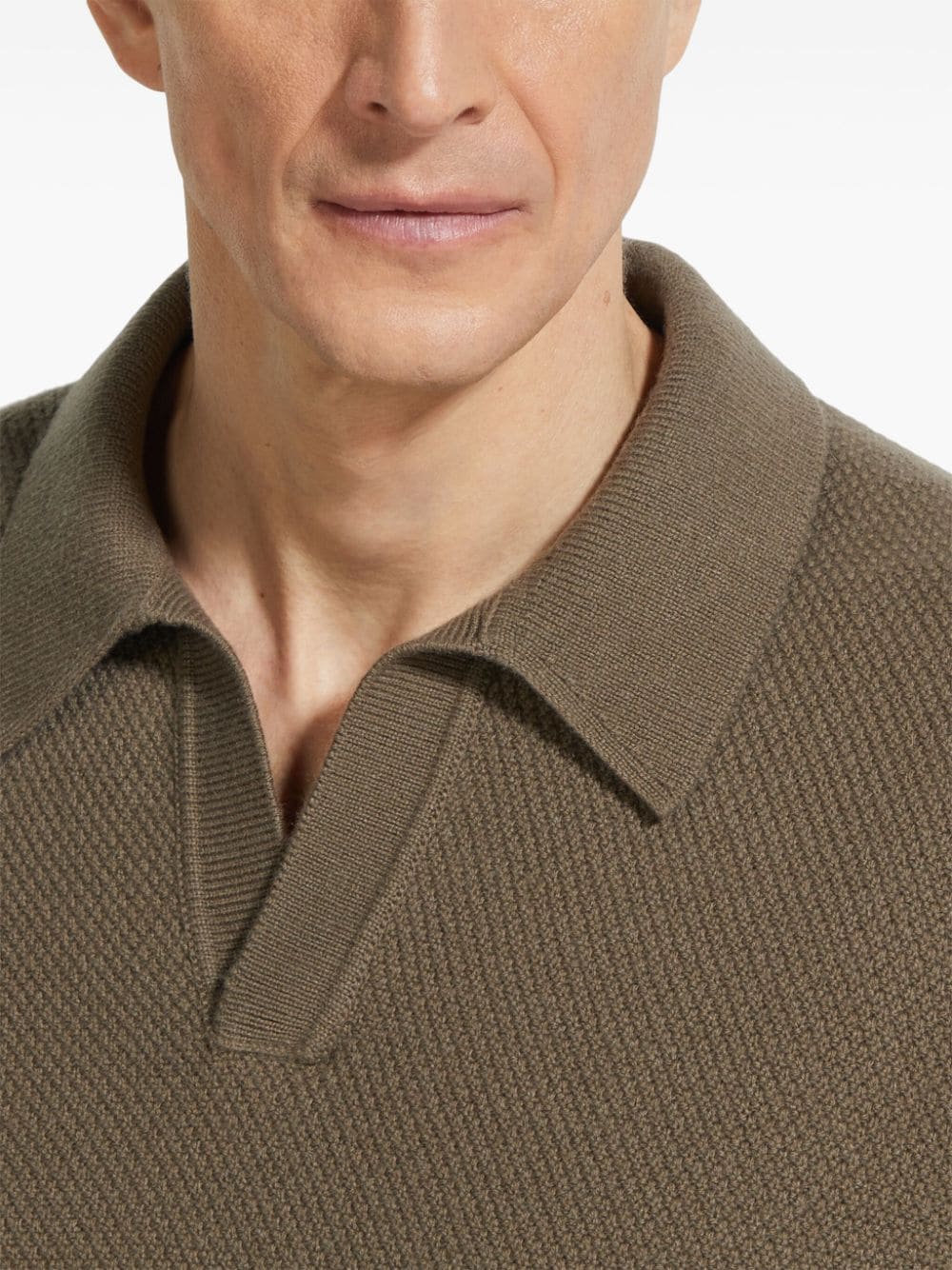 Shop Zegna Oasi Cashmere Polo Shirt In Brown