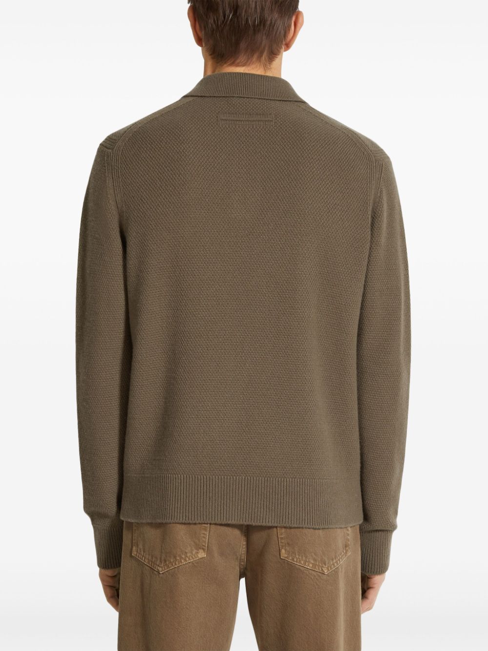 Shop Zegna Oasi Cashmere Polo Shirt In Brown