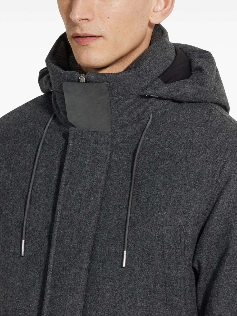 Shop Zegna Wool Padded Jacket In Grey