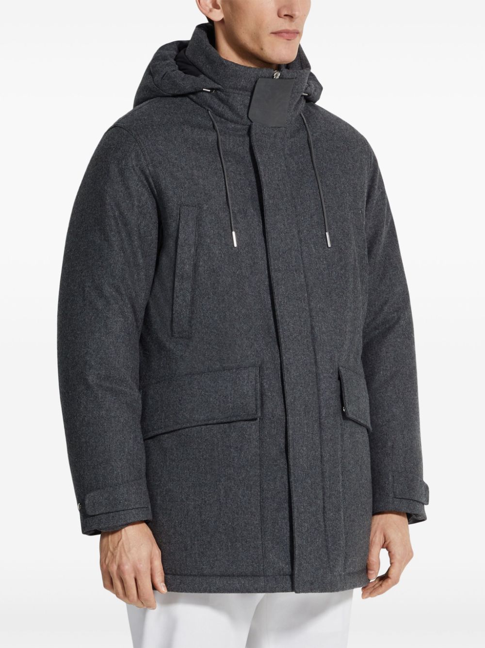 Shop Zegna Wool Padded Jacket In Grey