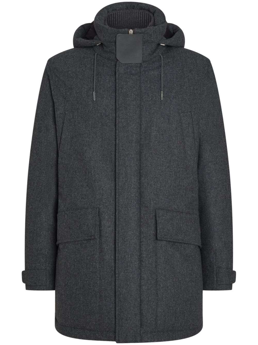 Shop Zegna Wool Padded Jacket In Grey