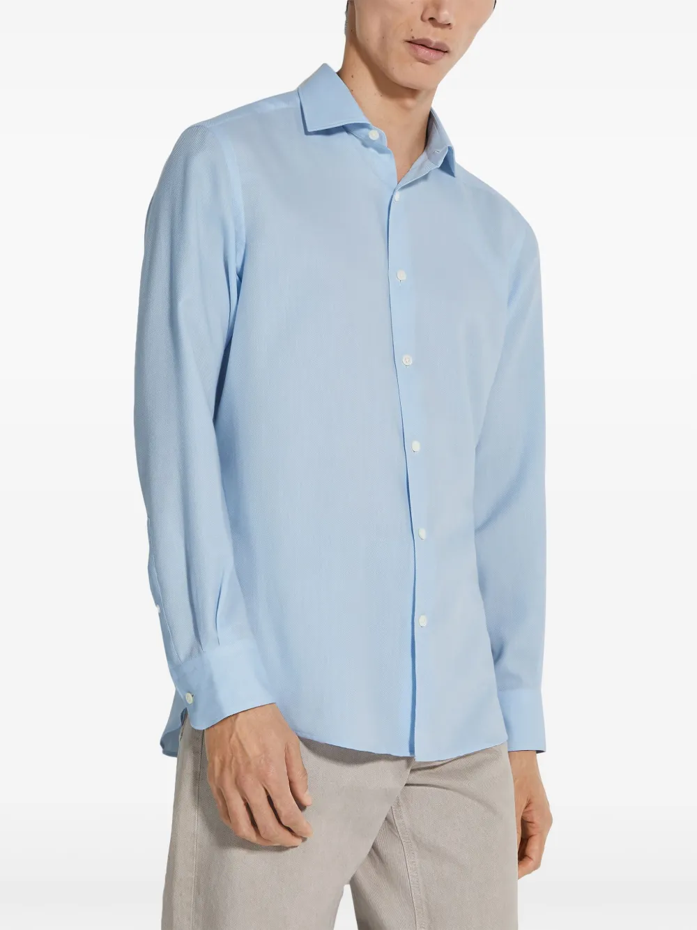 Zegna Overhemd met gespreide kraag Blauw