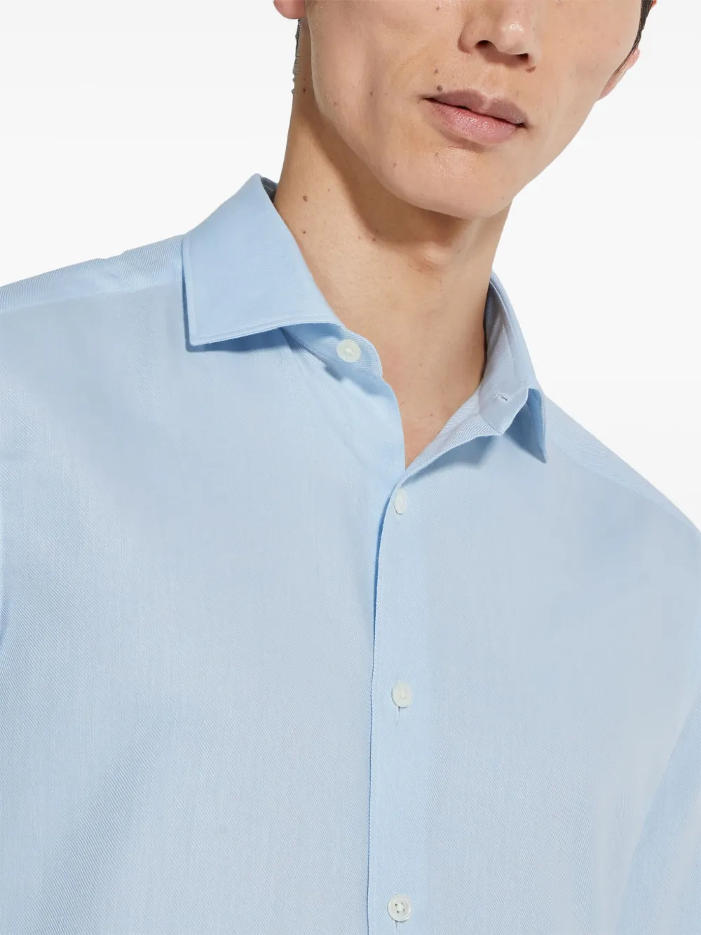 Zegna Overhemd met gespreide kraag Blauw