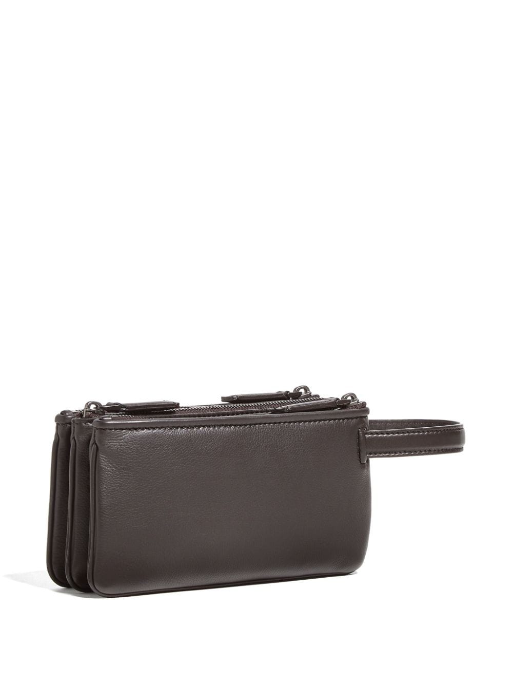 Shop Zegna Leather Clutch Bag In Brown