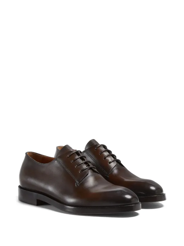 Ermenegildo Zegna Men\'s Derby Oxford Shoes Mens‎ 9 D Brown Dress Leather Italy Ermenegildo Zegna Brown Leather Derby Dress Shoes Mens 12 Italy main image 3