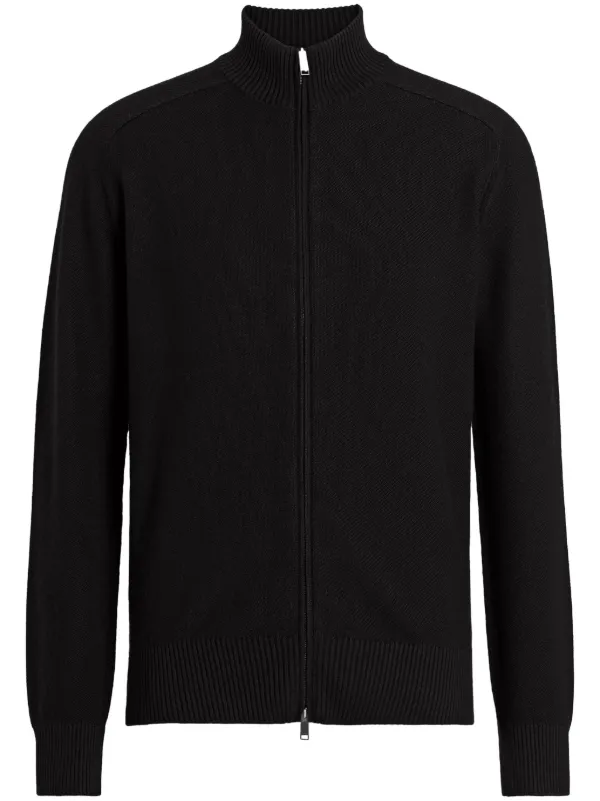 Zegna Cardigan Cashseta Com Zíper | Preto | FARFETCH BR