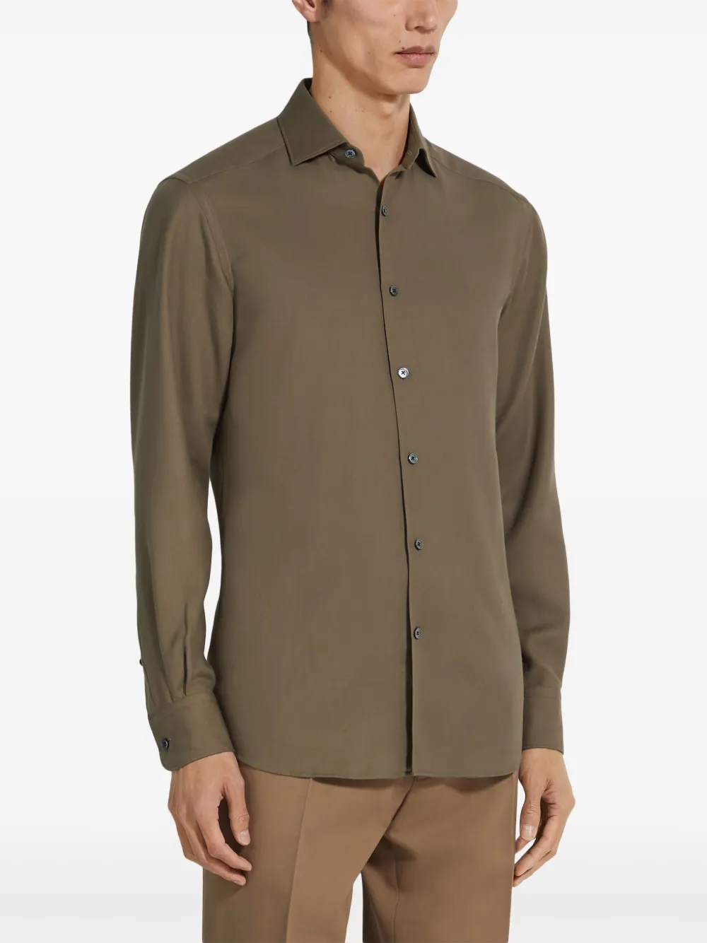 Zegna Chemise En Soie In Green