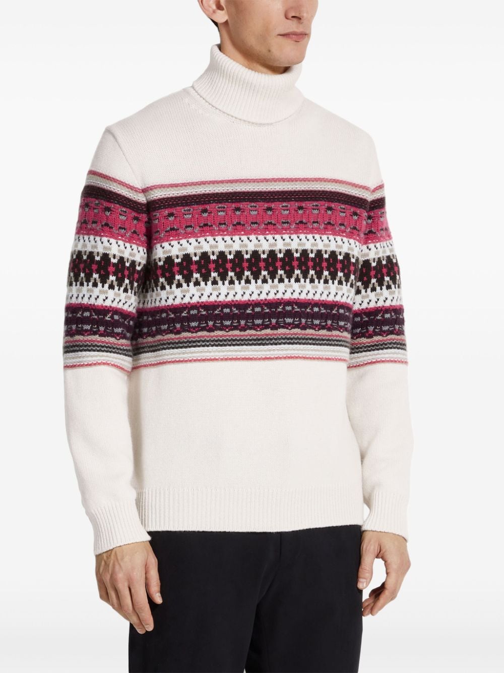 Shop Zegna Fair-isle Cashmere Jumper In White