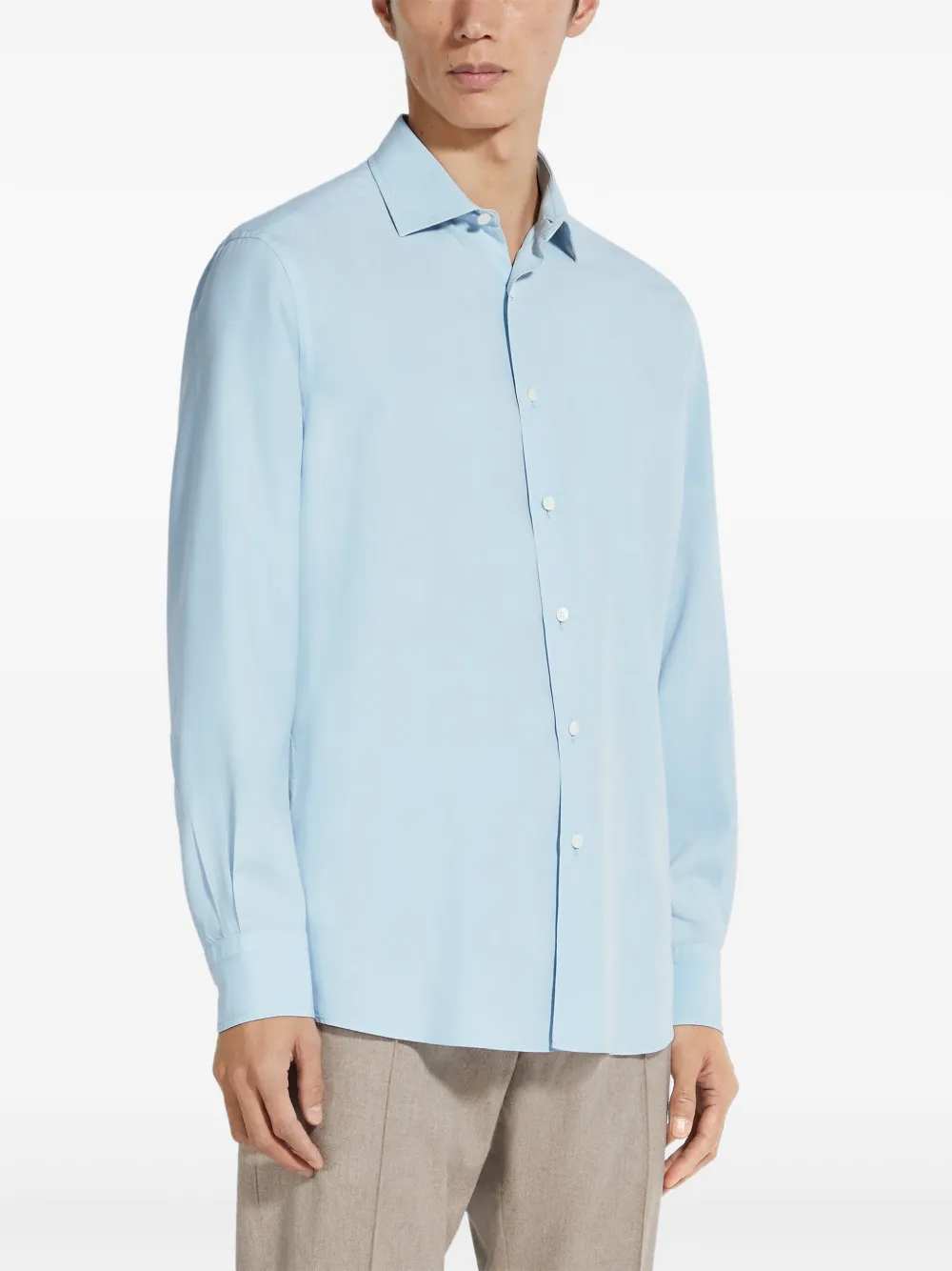 Zegna Overhemd met gespreide kraag - Blauw