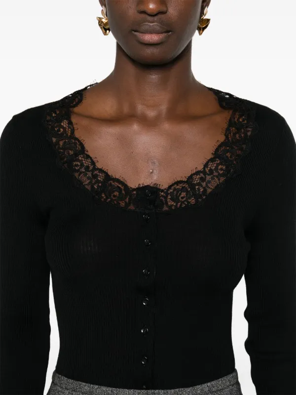 Saint Laurent レースディテール カーディガン | ブラック
