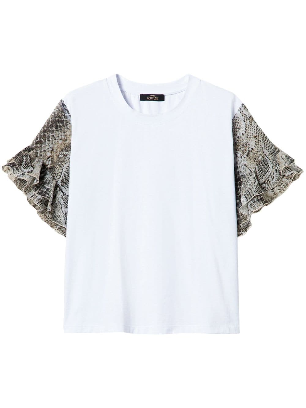 Shop Twinset Snakeskin-print Sleeves T-shirt In White