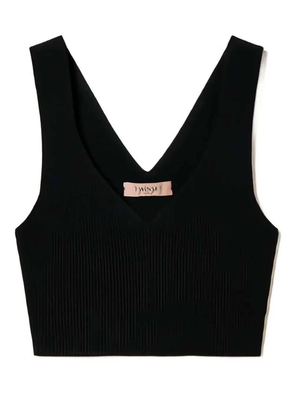 TWINSET ribbed V-neck crop top | Black | Image 1
