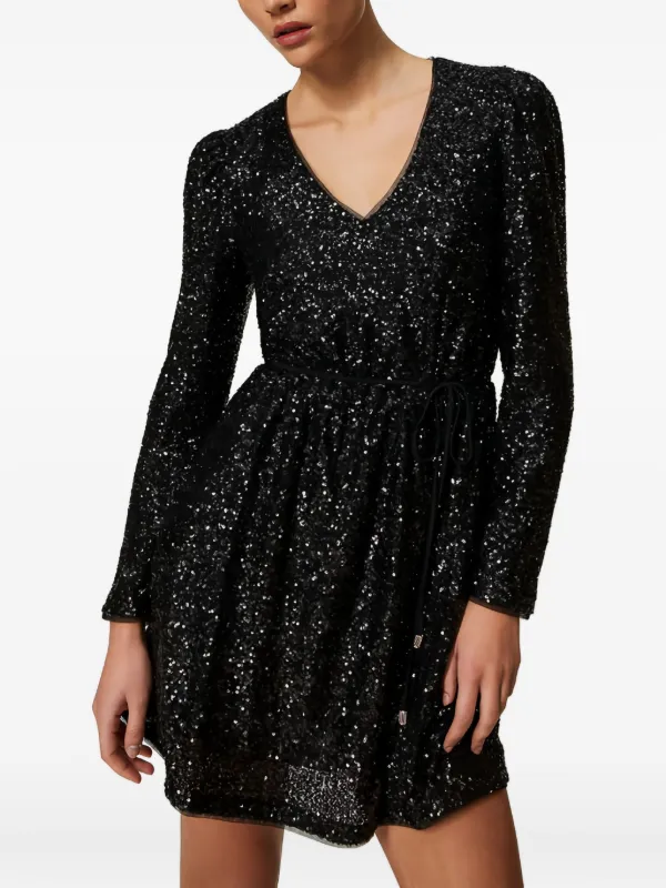 Twinset Sequin Mini Dress - Black