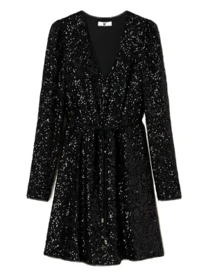 black 2 in 1 dress Black Sequin 2 in 1 Long Sleeve Mini Dress – AX Paris main image 1