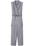 TWINSET pinstripe-pattern belted jumpsuit - Grey