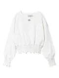 TWINSET Kids smocked crew-neck sweatshirt - White