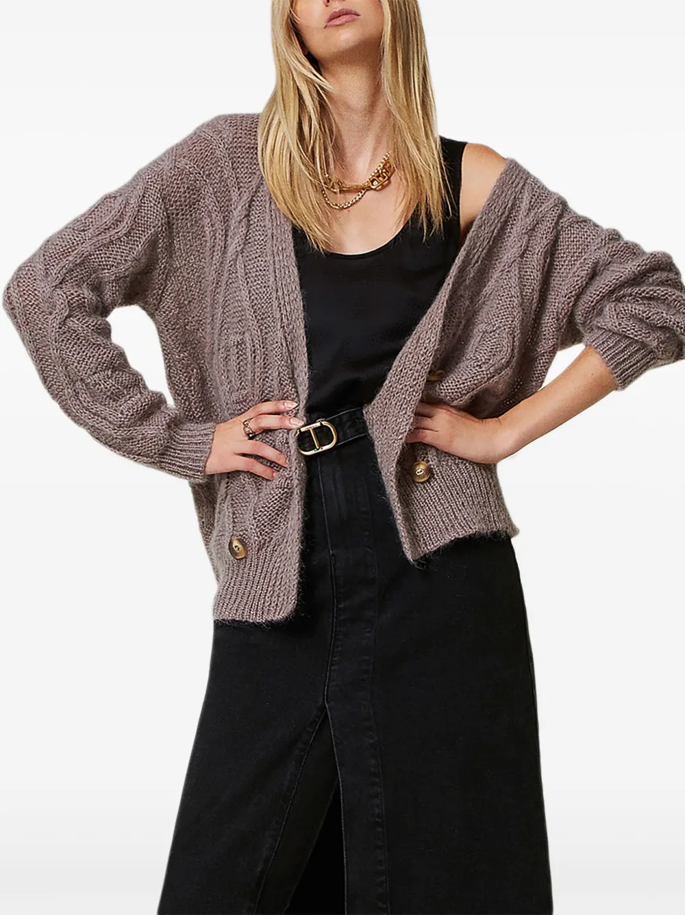 TWINSET Vest met dubbele rij knopen - Beige