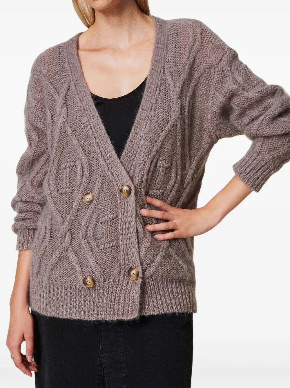 TWINSET Vest met dubbele rij knopen Beige