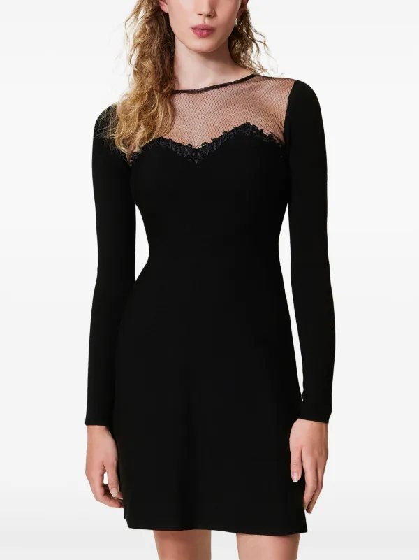 TWINSET embroidered-detailing Mini Dress | Black | FARFETCH UK