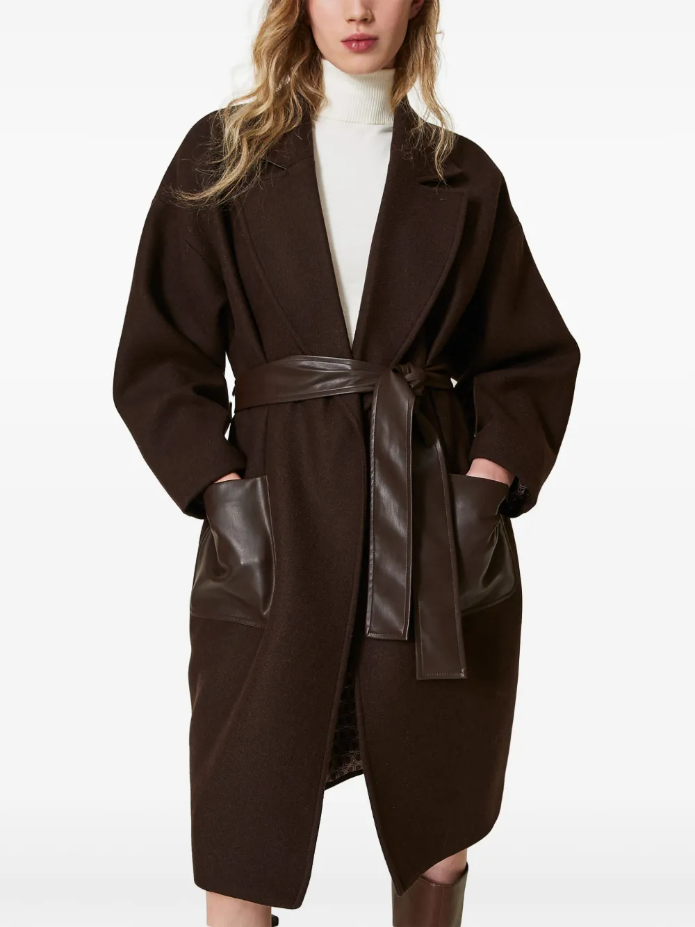 TWINSET Jas met ceintuur Bruin