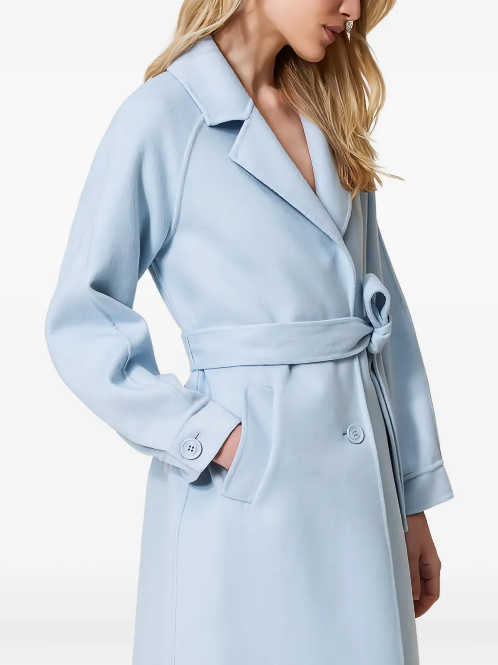 Twinset Belted Single-breasted Coat In Blue