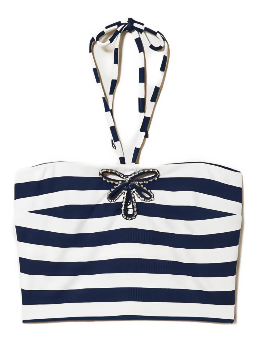 TWINSET striped embellished halterneck top | White | Image 1
