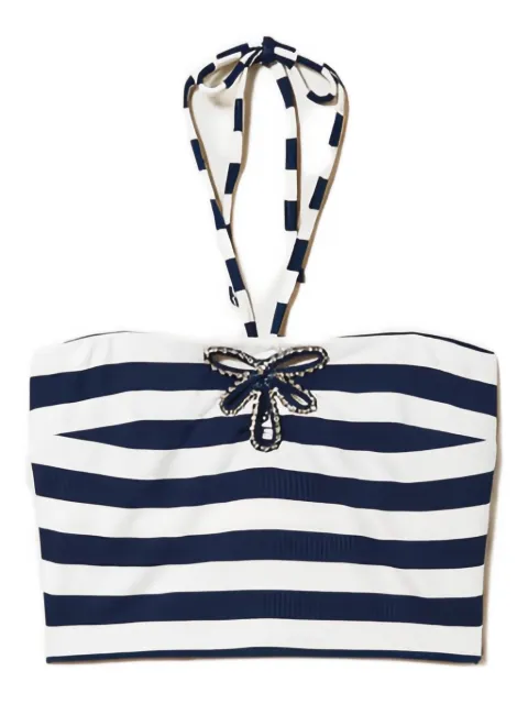 TWINSET striped embellished halterneck top