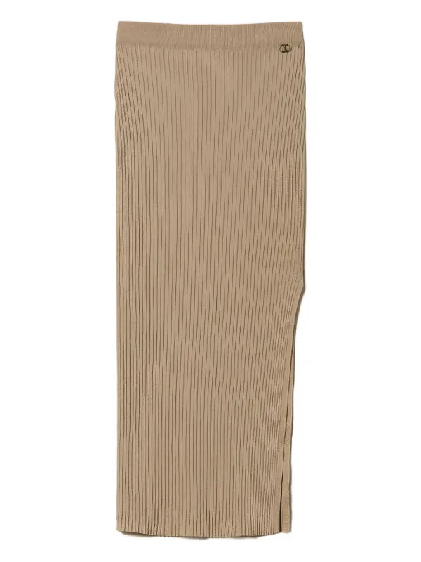 TWINSET lurex ribbed-knit midi skirt