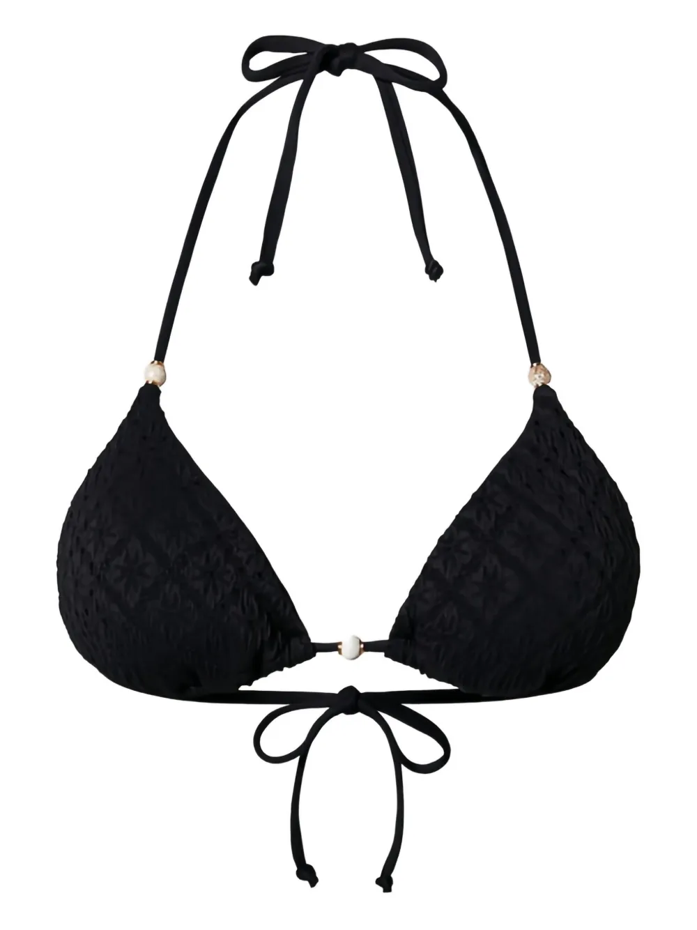 Twinset Broderie Anglaise Triangle Bikini Top In Black